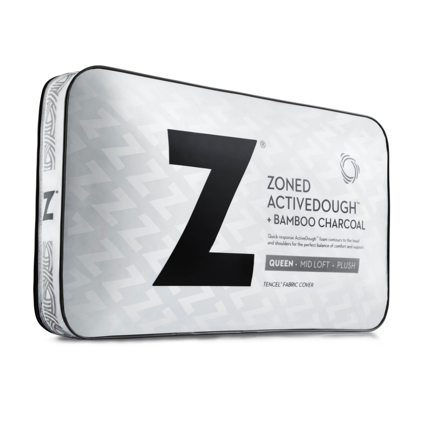 Malouf Zoned Dough + Bamboo Charcoal Pillow - Cooling Memory Foam Support for Neck & Shoulder Pain Relief - Perfect for Side, Back & Stomach Sleepers