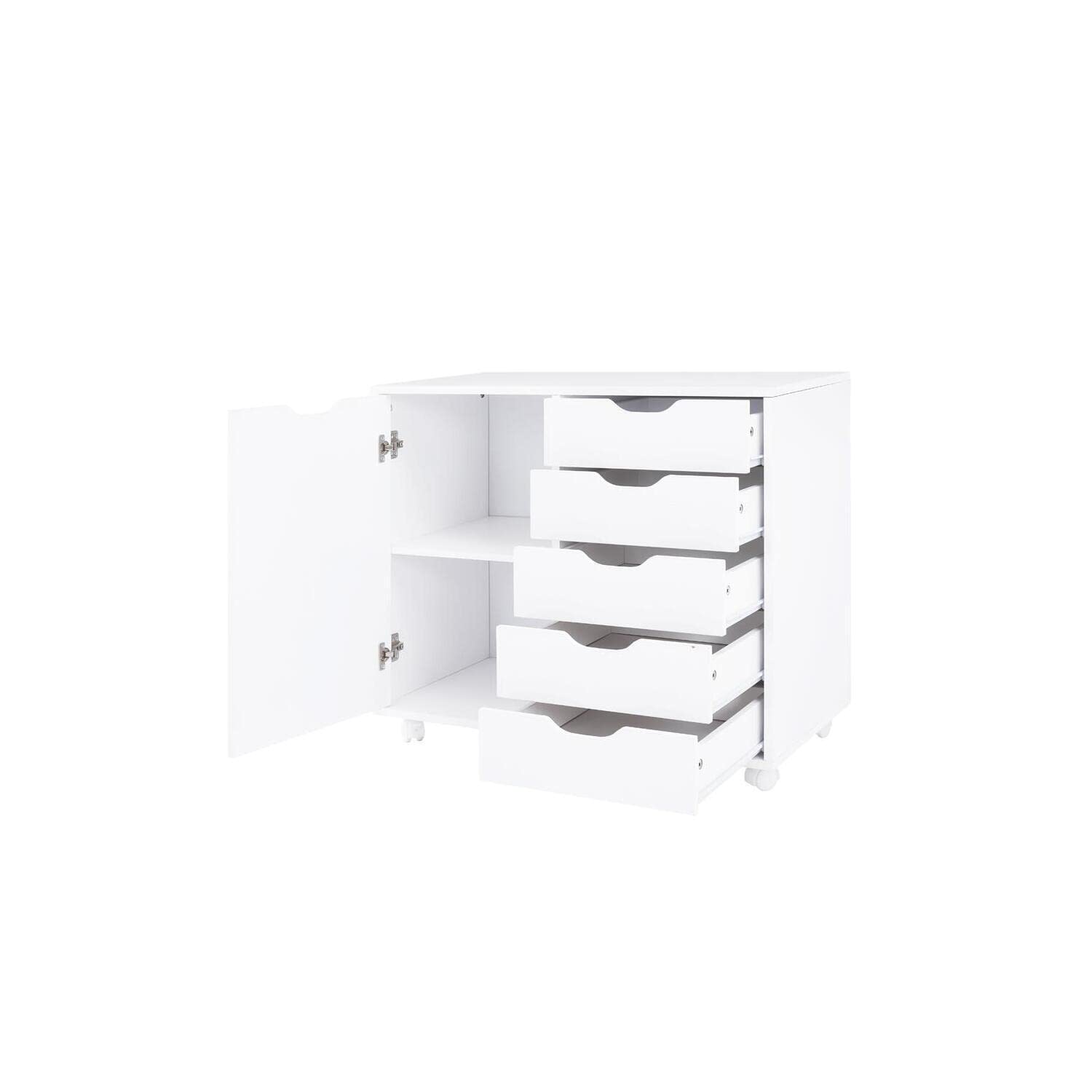 Naomi Home 5-Drawer Storage Cabinet with Shelf, White - Organize Clothes, Toys & Office Supplies for Bedroom, Kids Room & Home Office