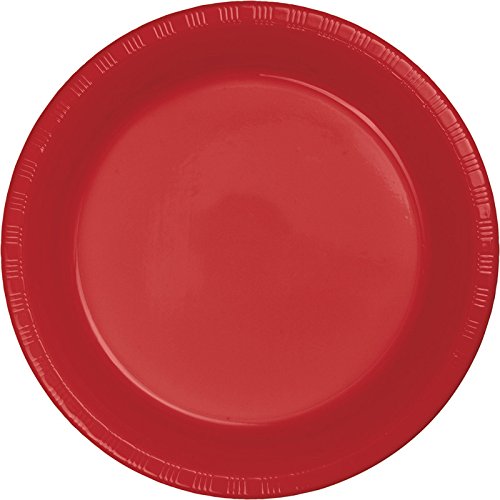 240-Pack Classic Red Disposable Plastic Plates 10.25 Inch - Bulk Party Dinner Plates for Birthday, Wedding, BBQ, Picnic & Banquet Events