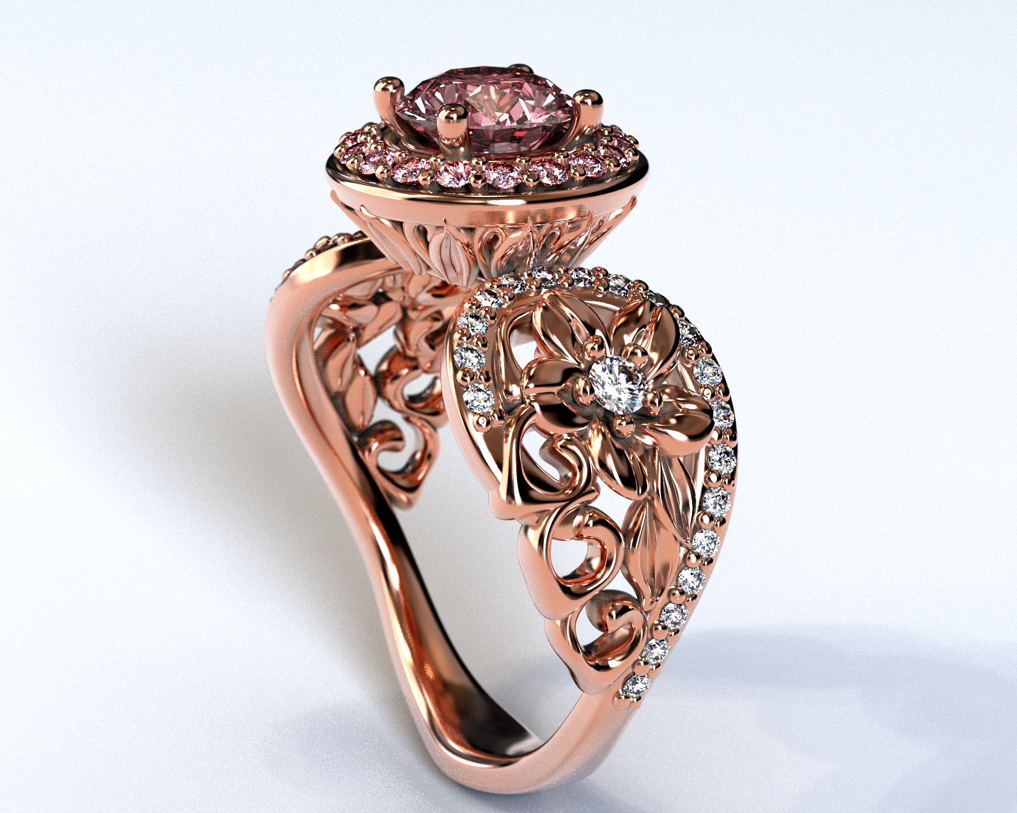 Morganite Engagement Ring with Floral Halo - Elegant Rose Gold Wedding Band for Brides, Promise Rings & Anniversary Gifts | Perfect for Proposals, Valentine's Day & Special Occasions