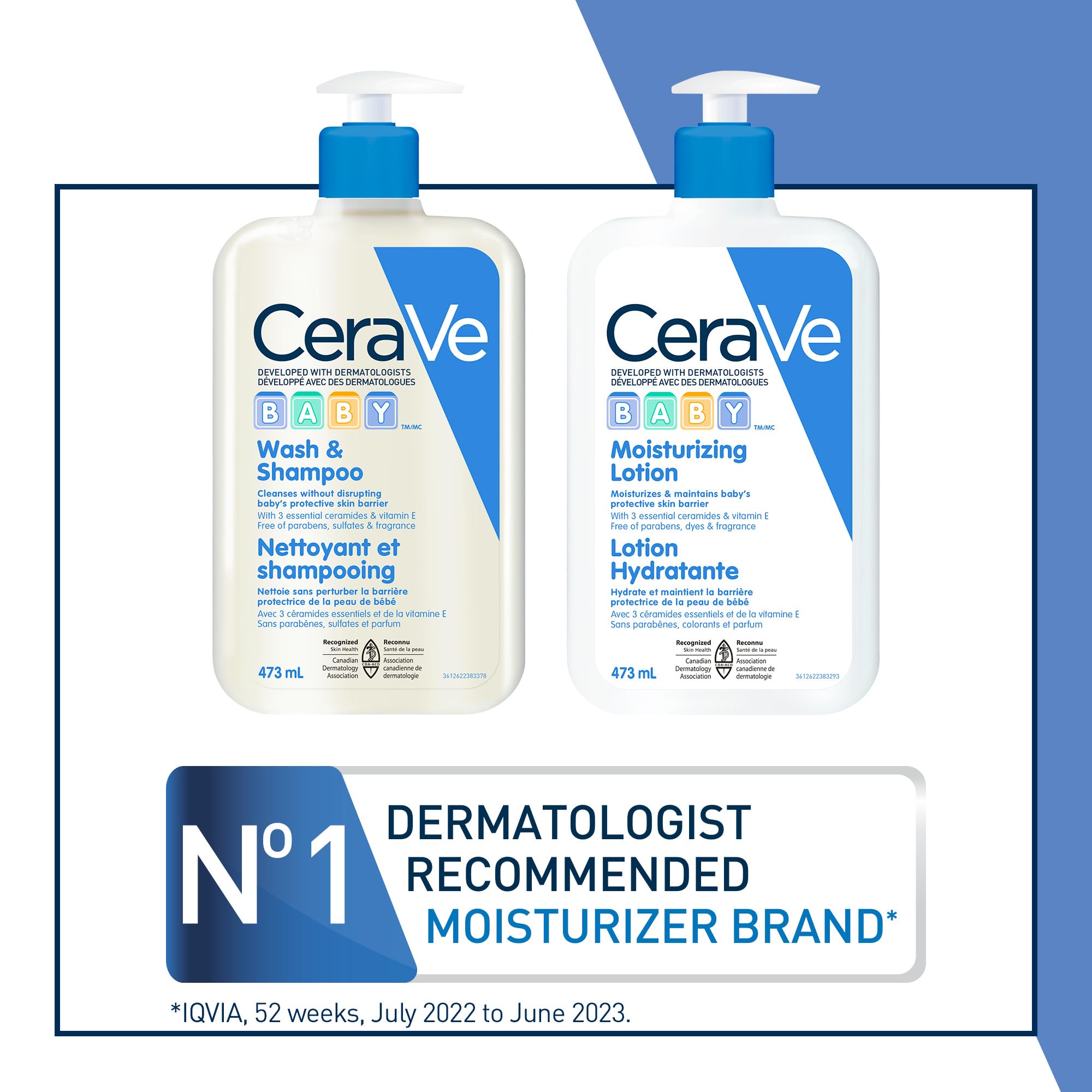CeraVe Baby Moisturizing Lotion & Wash & Shampoo Set - 16oz (473ml) Each | Tear-Free, Gentle Formulas for Sensitive Skin | Daily Baby Bath & Skincare Routine