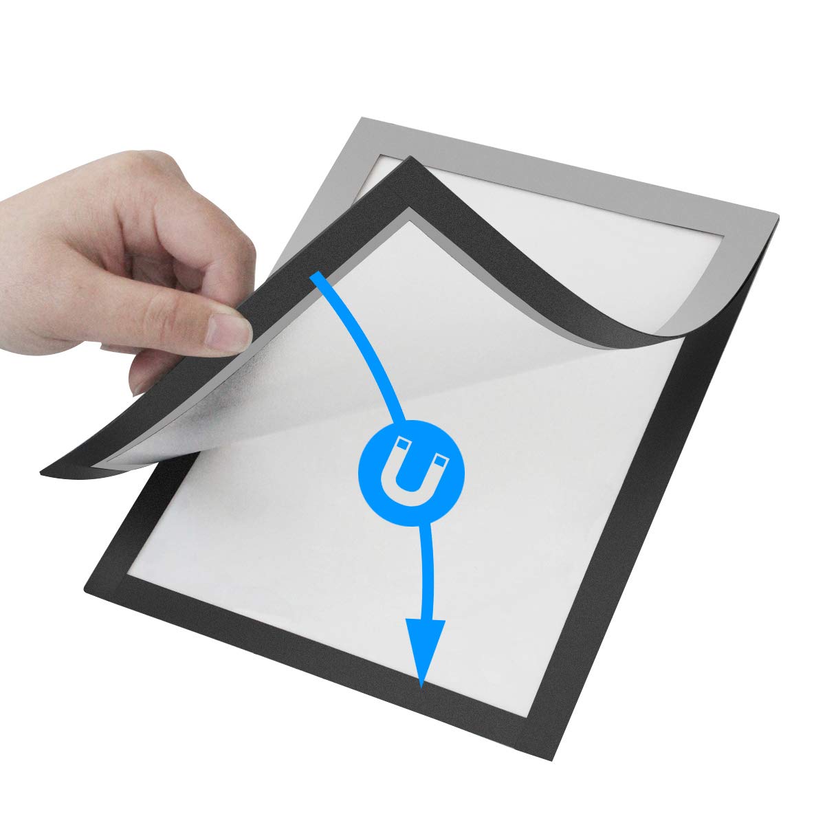Adhesive Back Plastic Document Sign Holder Pockets - 8.5 x 11.6 Inch Silver Display Frames (2 Pack) for Posters, Notices & Pictures - Perfect for Windows, Doors, Walls & Cabinets - Office, Retail & Home Organization