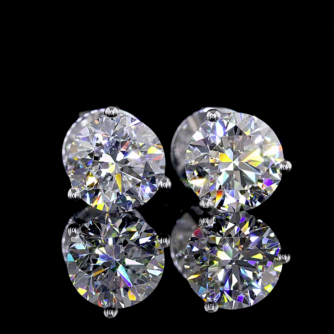 1.52 Carat Lab Grown Round Diamond Earrings - F Color VS2 Clarity, 14K White Gold Martini Setting | Elegant Wedding, Anniversary & Special Occasion Jewelry Gift