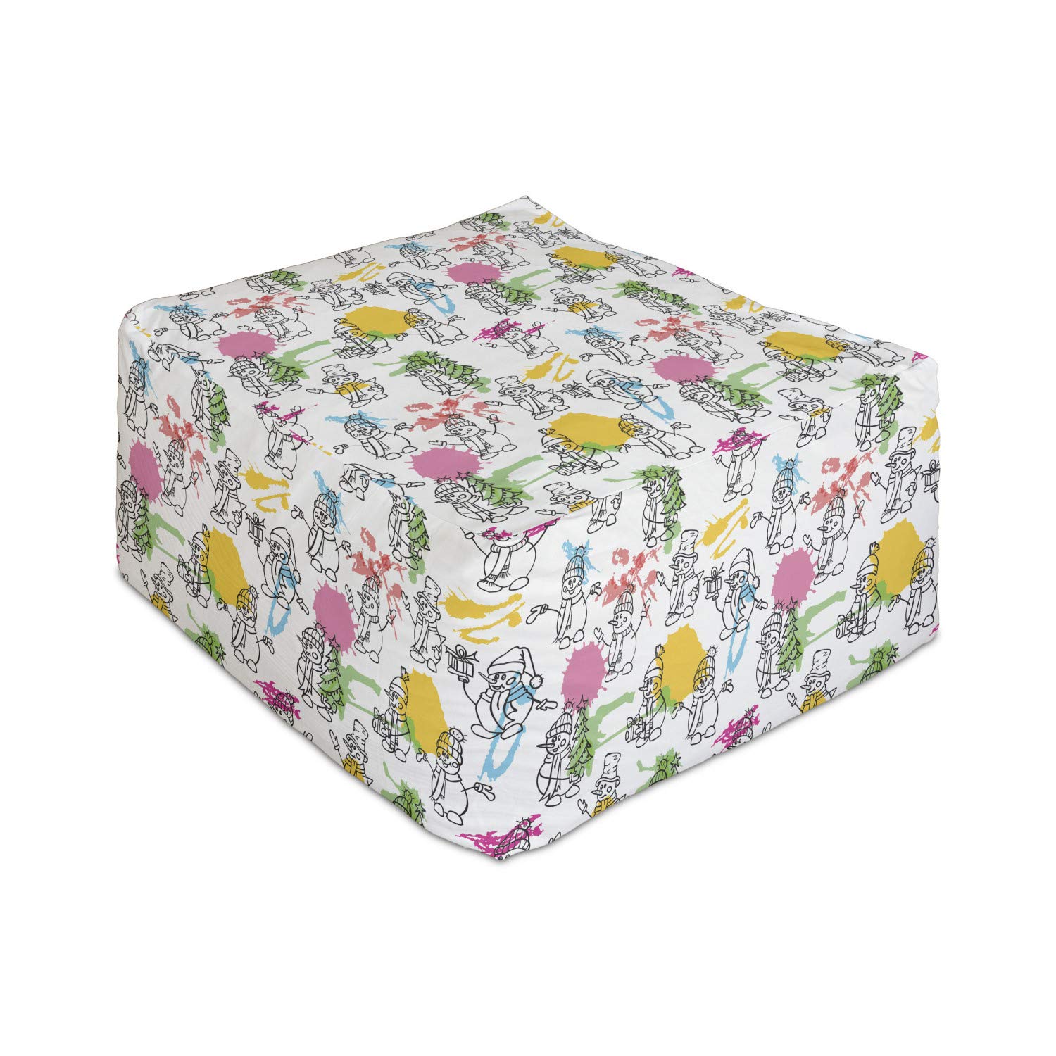 Ambesonne Snowman Rectangle Pouf Ottoman - 25