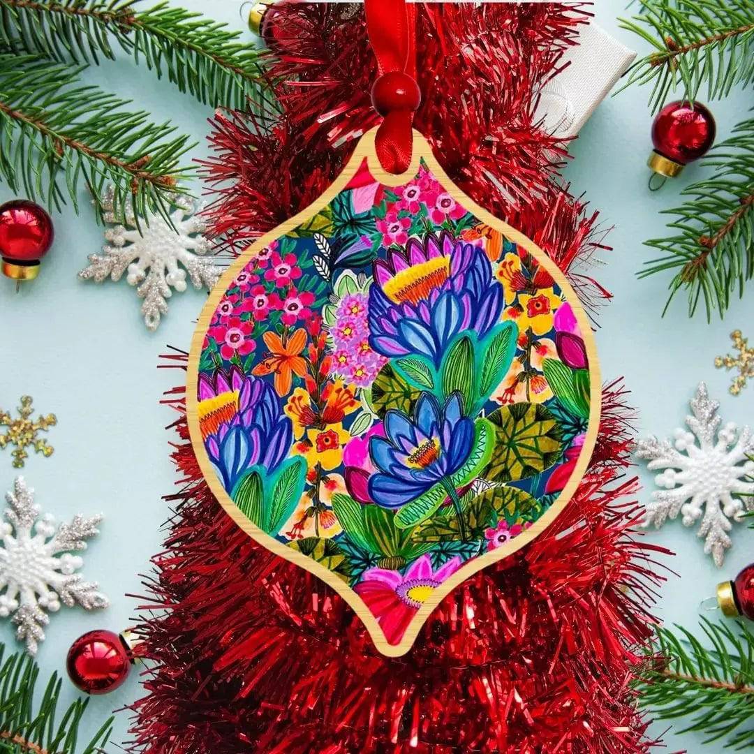Lotus Flower Australian Christmas Ornament & Greeting Card - Perfect for Holiday Decorations and Festive Gifting