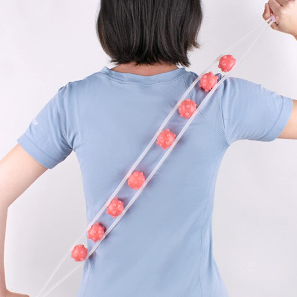 Trigger Point Massager with Massage Balls - Deep Tissue Back, Neck, Shoulder & Leg Massage Roller - Anti Cellulite & Muscle Pain Relief - Pink Body Massager for Home, Office & Gym Use