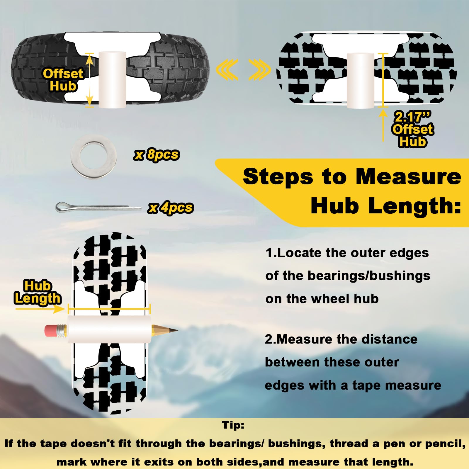 13 Inch Solid Rubber Tires 4.00-6 with 5/8