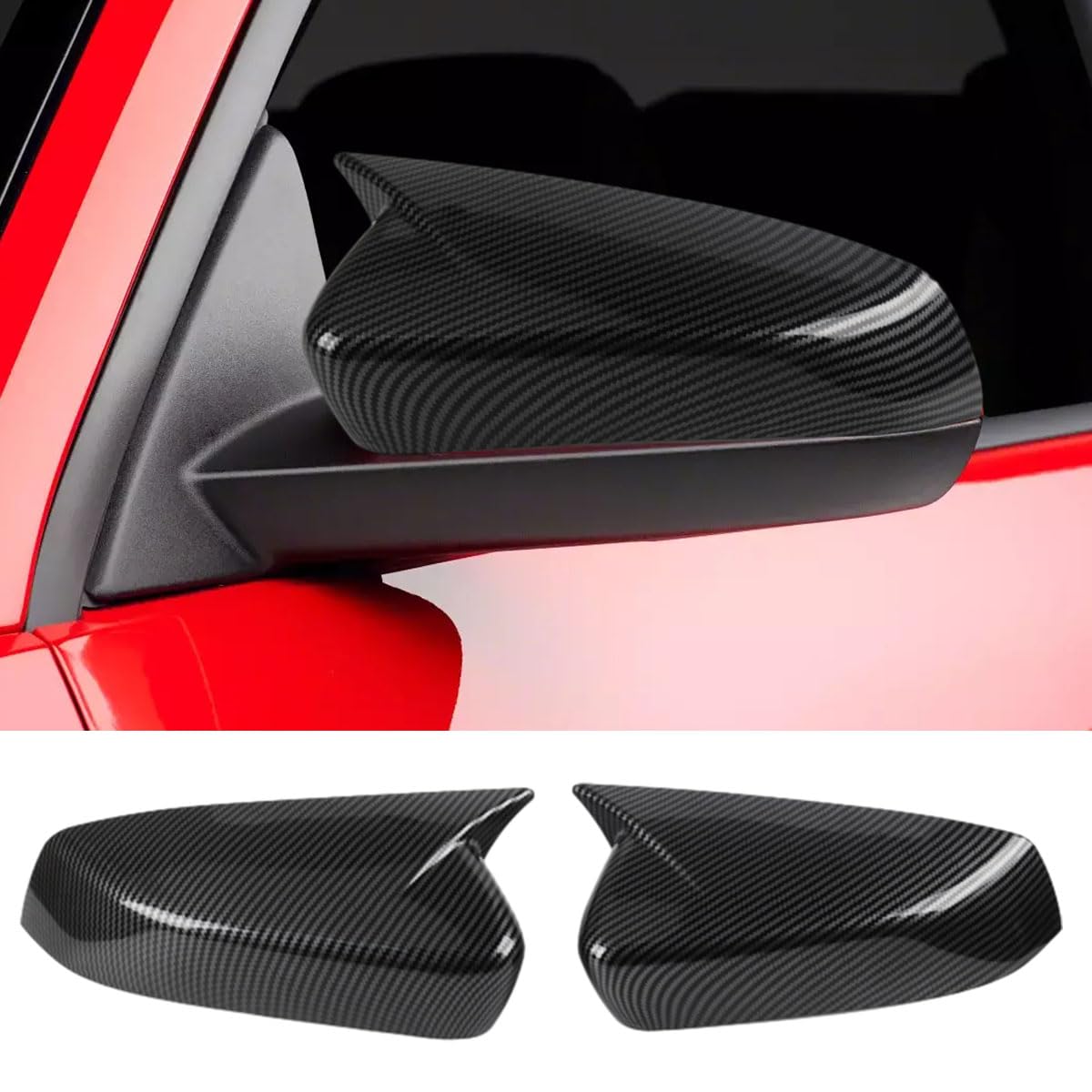 2PCS Carbon Fiber Mirror Covers for Ford Mustang 2010-2014 - Side Mirror Caps & Rearview Mirror Protectors - Durable Exterior Accessories for Car Protection & Style Upgrade