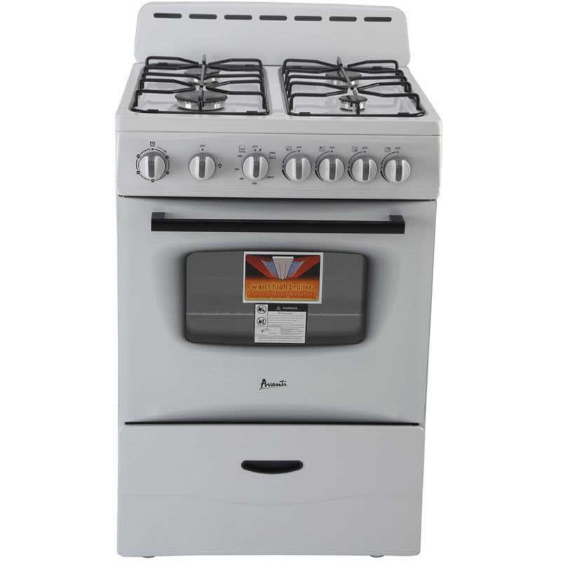 Avanti 24 Inch Freestanding Gas Range GR2414CW - Stainless Steel, 4 Burners, Oven & Broiler - Perfect for Home Kitchen, Apartment, RV Cooking