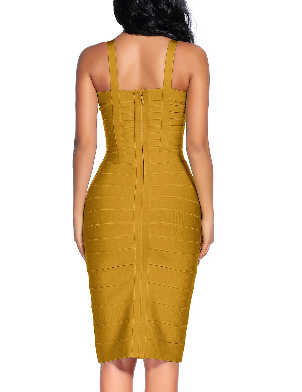 Houstil Women's Strap Bandage Dress - Sexy Bodycon Midi Dress for Wedding Guest, Cocktail Party & Club Night - Perfect for Date Night, Girls Night Out & Special Occasions