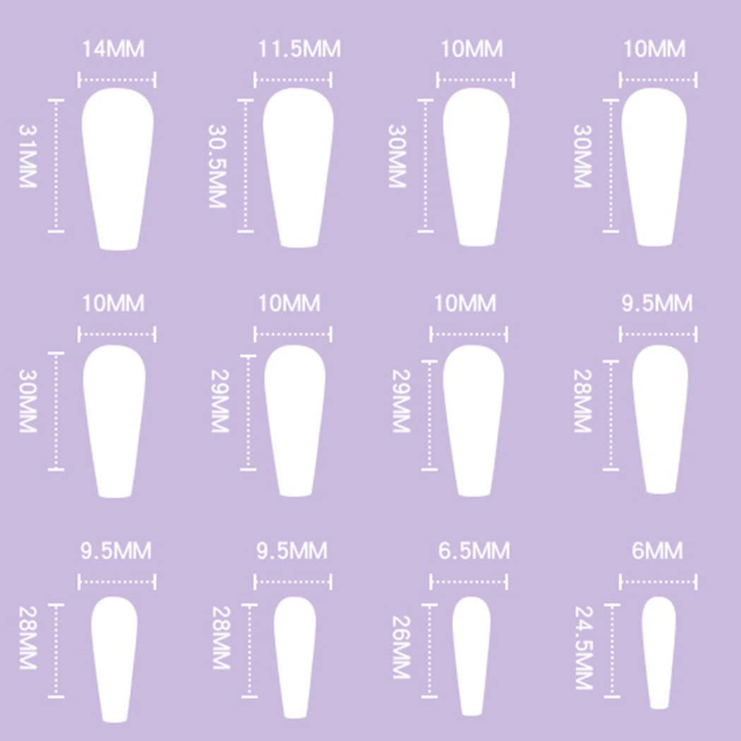 Aksod Long Coffin Press on Nails - Glossy Black Spot Fake Nails, Ballerina Full Cover Acrylic False Nails Tips for Women and Girls (24Pcs) - Perfect for Parties, Weddings, and Special Occasions