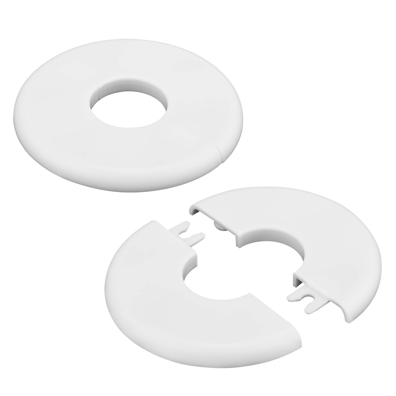 2-Pack 29mm Round Wall Split Flange - ABS Self-Adhesive Faucet Escutcheon Plate with Buckle Design - White Plumbing Cover for Bathroom, Kitchen & Toilet Pipes - Perfect for Leak Protection & Pipe Decoration