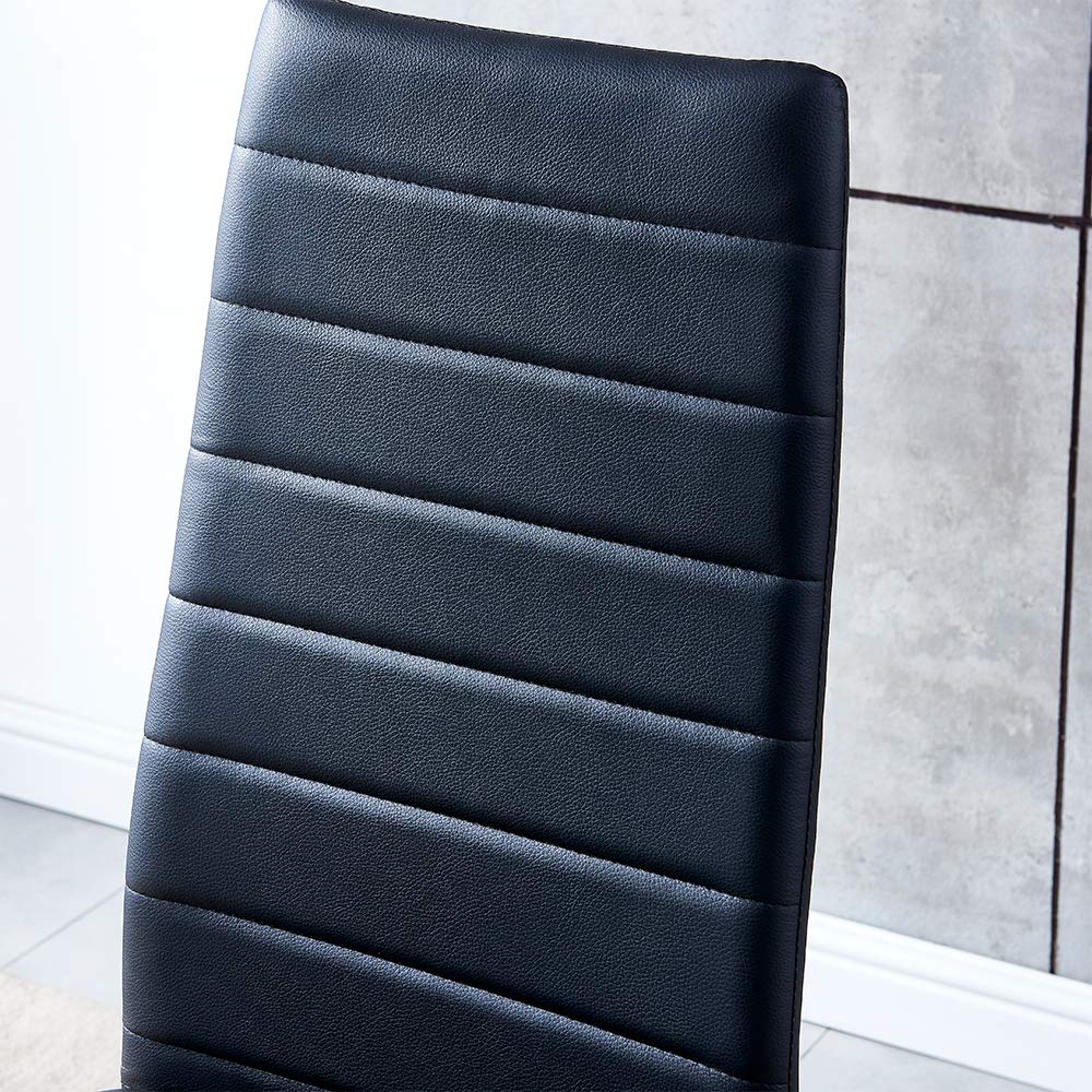 Ansley&HosHo 4-Piece Modern Faux Leather Dining Chairs Set - High Back Kitchen & Living Room Chairs with Black Metal Legs - Perfect for Dining Room, Restaurant, and Home Decor