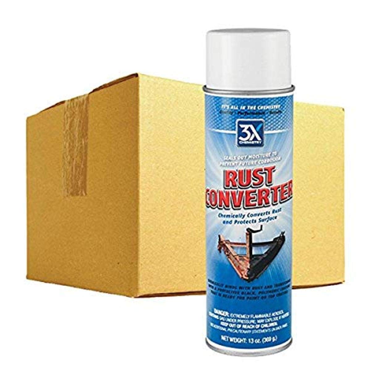 3X Chemistry 13764 Rust Converter - 13 oz. Aerosol Spray (Case of 12) | Professional Rust Treatment for Metal, Automotive & Industrial Use | Prevent Corrosion on Cars, Tools & Machinery