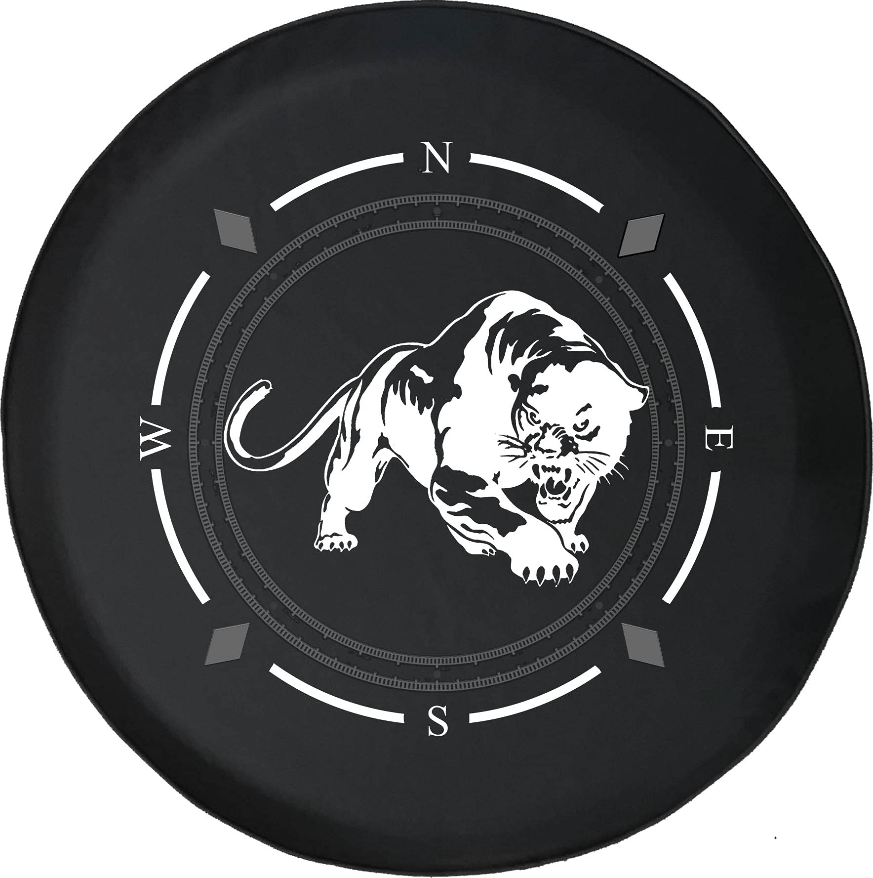 Premium American Unlimited Spare Tire Cover with Compass & Panther Design - Universal Fit for SUVs, Trailers, RVs & Most Vehicles | Durable Wheel Protection for Off-Road Adventures & Camping Trips