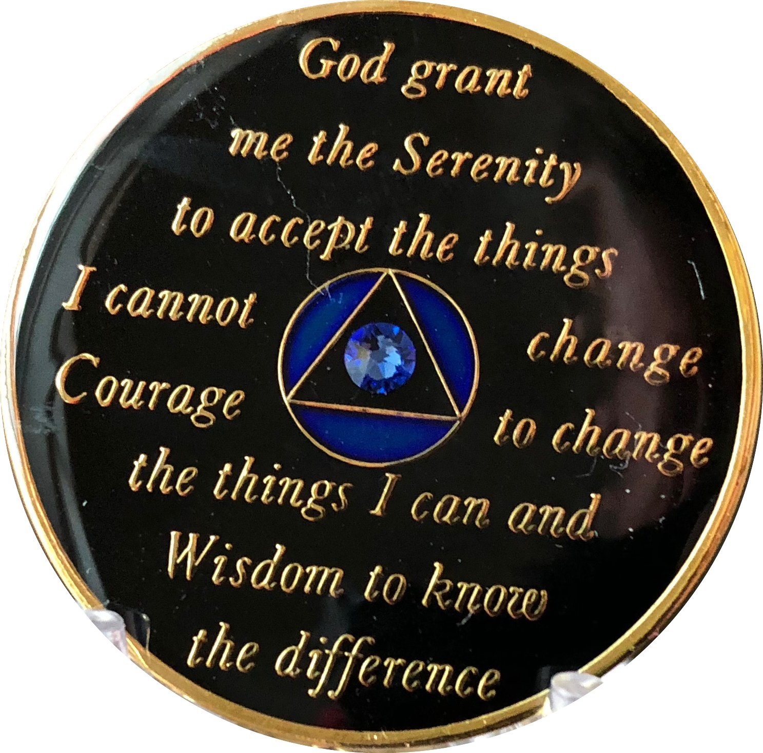 7 Year AA Medallion Sapphire Blue Crystal Tri-Plate Chip VII - Perfect for Jewelry Making, Gift Giving & Spiritual Healing