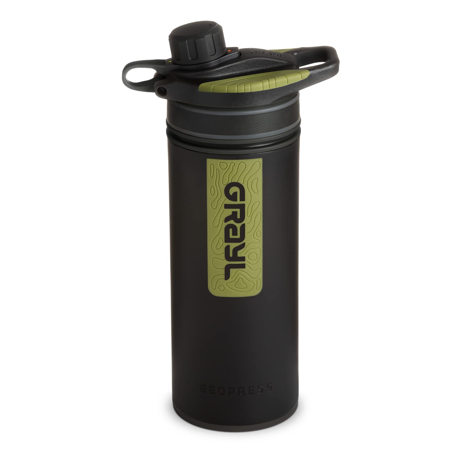GRAYL GeoPress 24 oz Water Purifier Bottle - Portable Water Filter for Hiking, Camping, Survival, Travel & Emergency Preparedness (Black Camo) - Ideal for Outdoor Adventures, Backpacking, and Emergency Kits