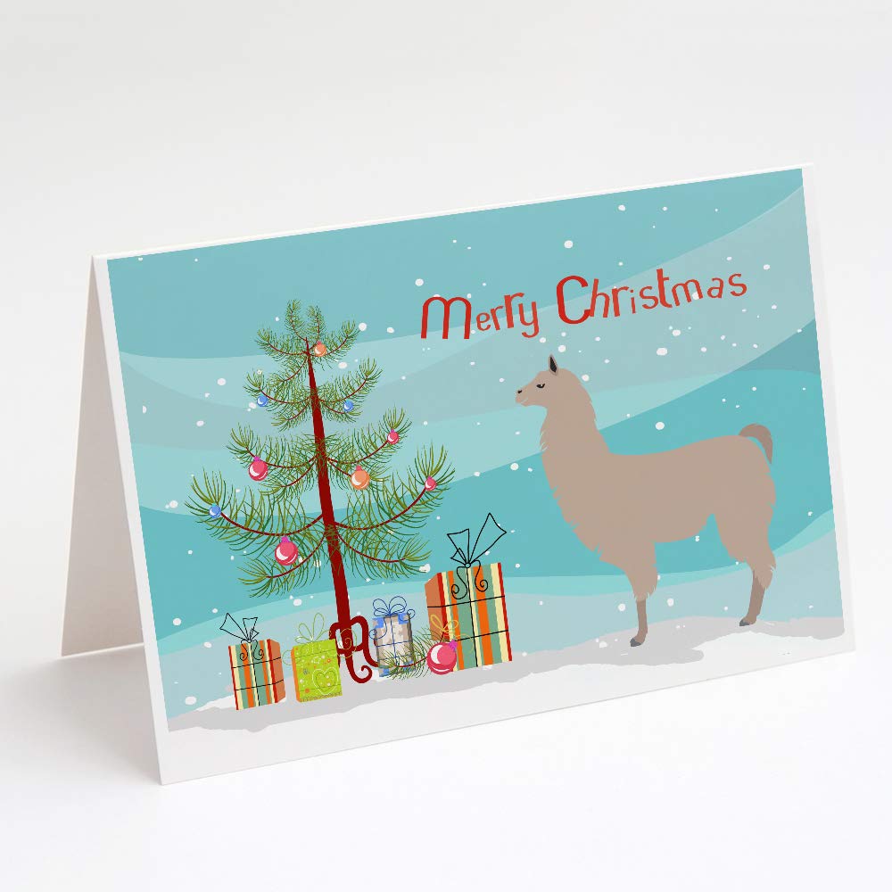 Premium Llama Christmas Greeting Cards - Pack of 8 Teal Blank A7 Note Cards with Envelopes (5x7 inches) | Whimsical Holiday Stationery for Christmas Wishes, Party Invitations & Festive Correspondence