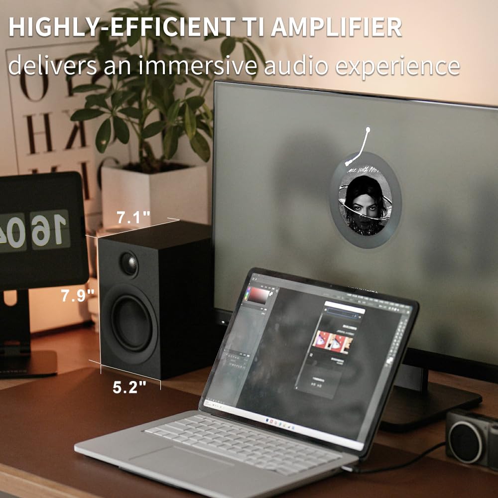 ABRAMTEK X20 Wireless Bluetooth Bookshelf Speakers - aptX HD Audio, USB/AUX Input, Subwoofer Output - Perfect for Home Theater, Gaming & Music Streaming