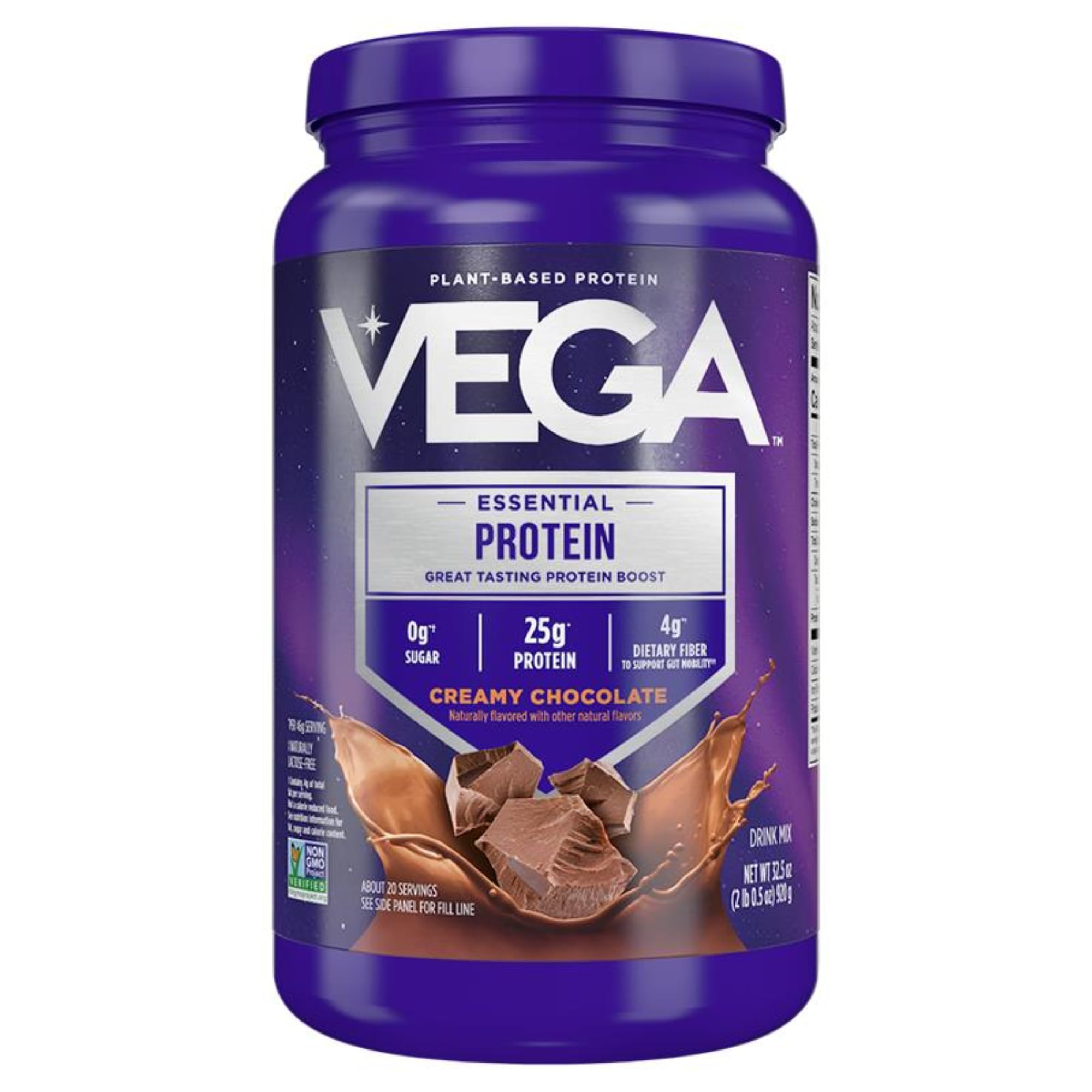 Vega Original Plant-Based Protein Powder - Creamy Chocolate Flavor, 32.5oz (Packaging May Vary) | Vegan Protein Drink Mix for Water, Milk & Smoothies | Perfect for Post-Workout Recovery, Breakfast Shakes & Healthy Meal Replacement