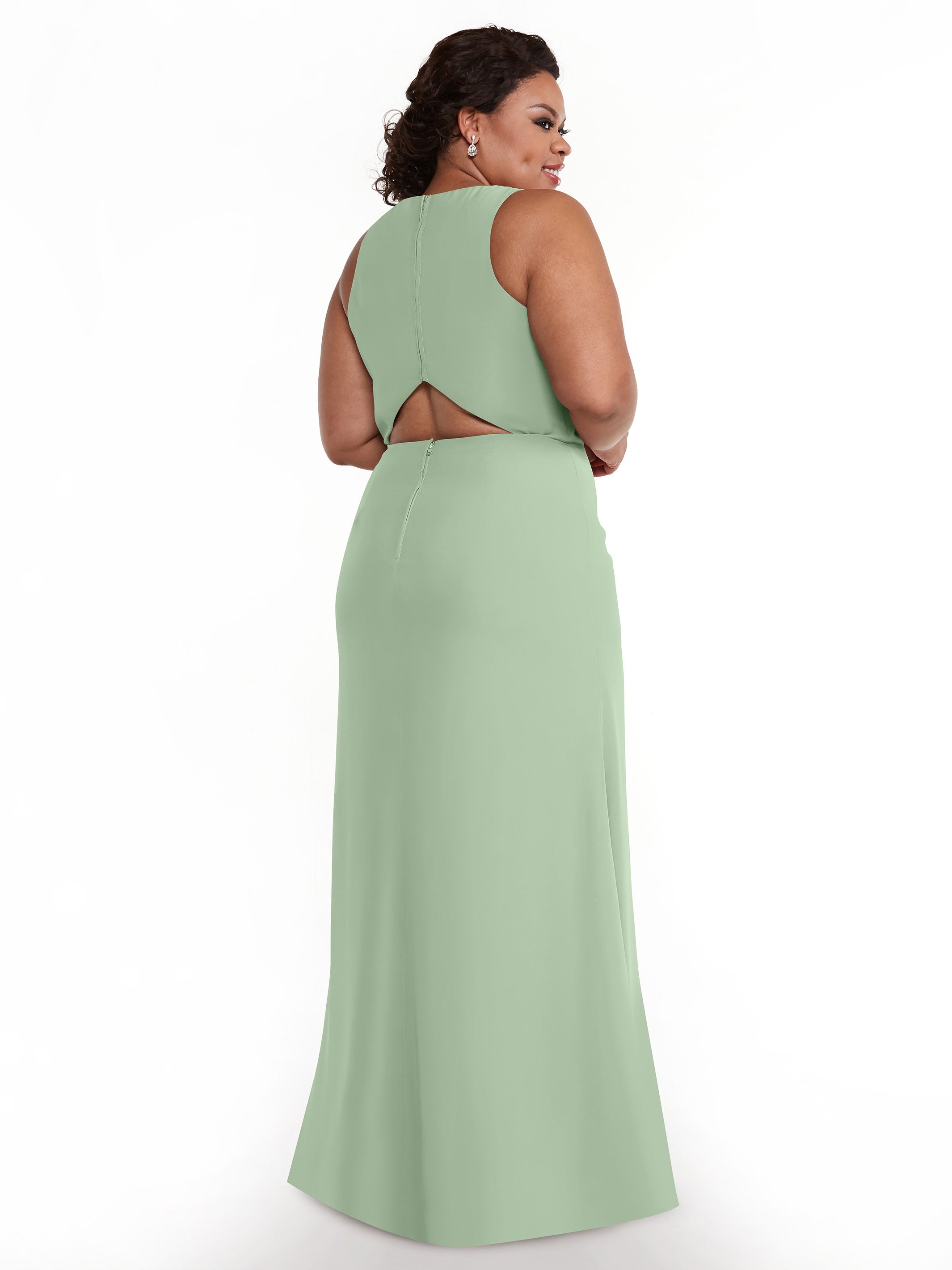 Elegant 80175 Chiffon A-Line Bridesmaid Dress with Plunging Halter Neckline - Perfect for Weddings, Formal Events & Special Occasions
