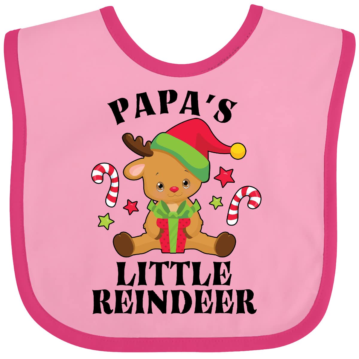 Inktastic Christmas Baby Bib - Papa's Little Reindeer with Candy Canes Design - Perfect for Holiday Photos, Family Gatherings & Festive Outfits