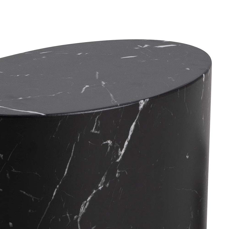 Black Marble Effect DICE Nest of 2 Oval Coffee Tables - Modern Living Room Furniture Set for Small Spaces, Home Decor & Office Use