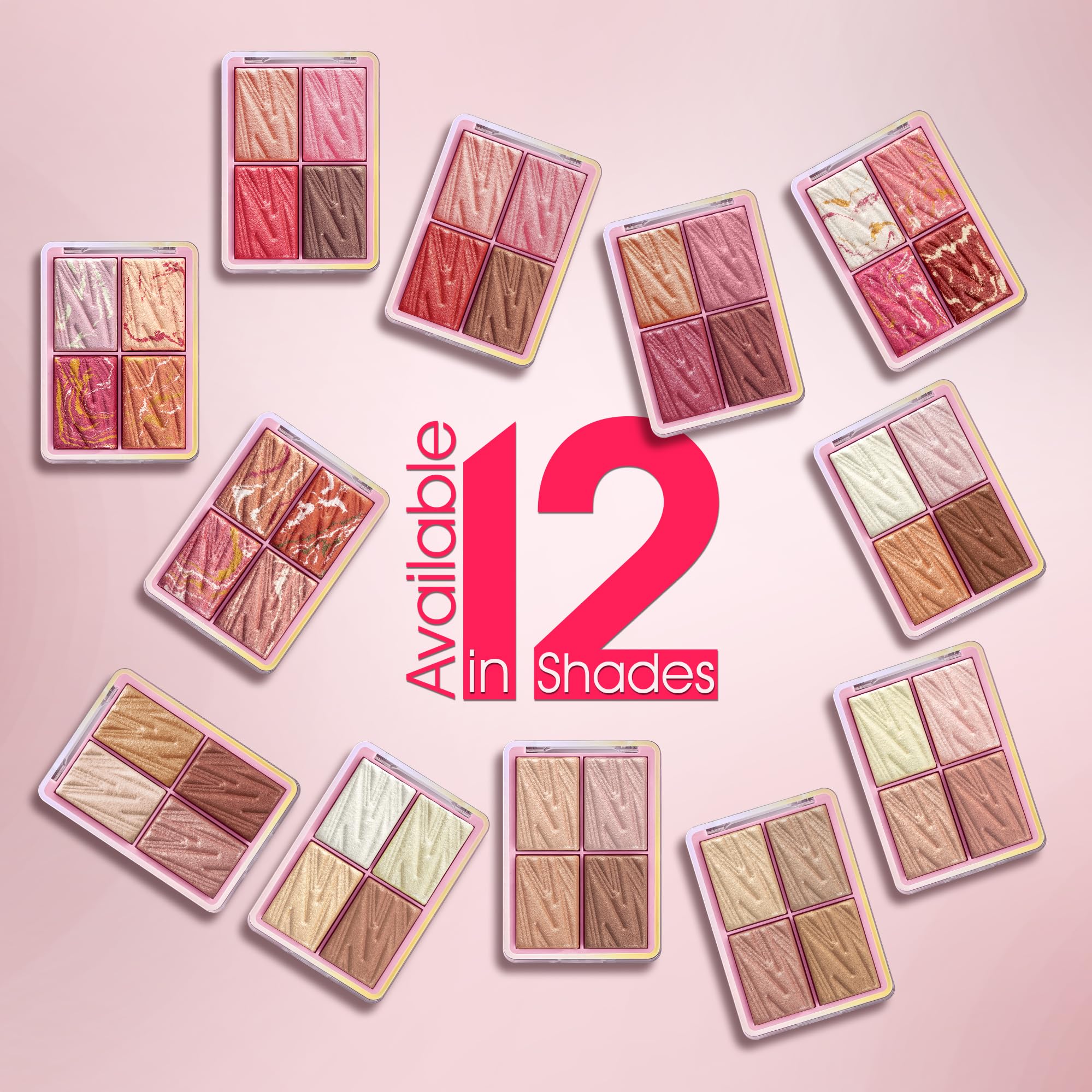 Colors Queen Master Chrome Metallic Blusher & Highlighter Palette - Highly Pigmented, Weightless Luminous Finish for Long-Lasting Face Makeup | Perfect for Contouring, Highlighting & Everyday Glam (Shade 3)
