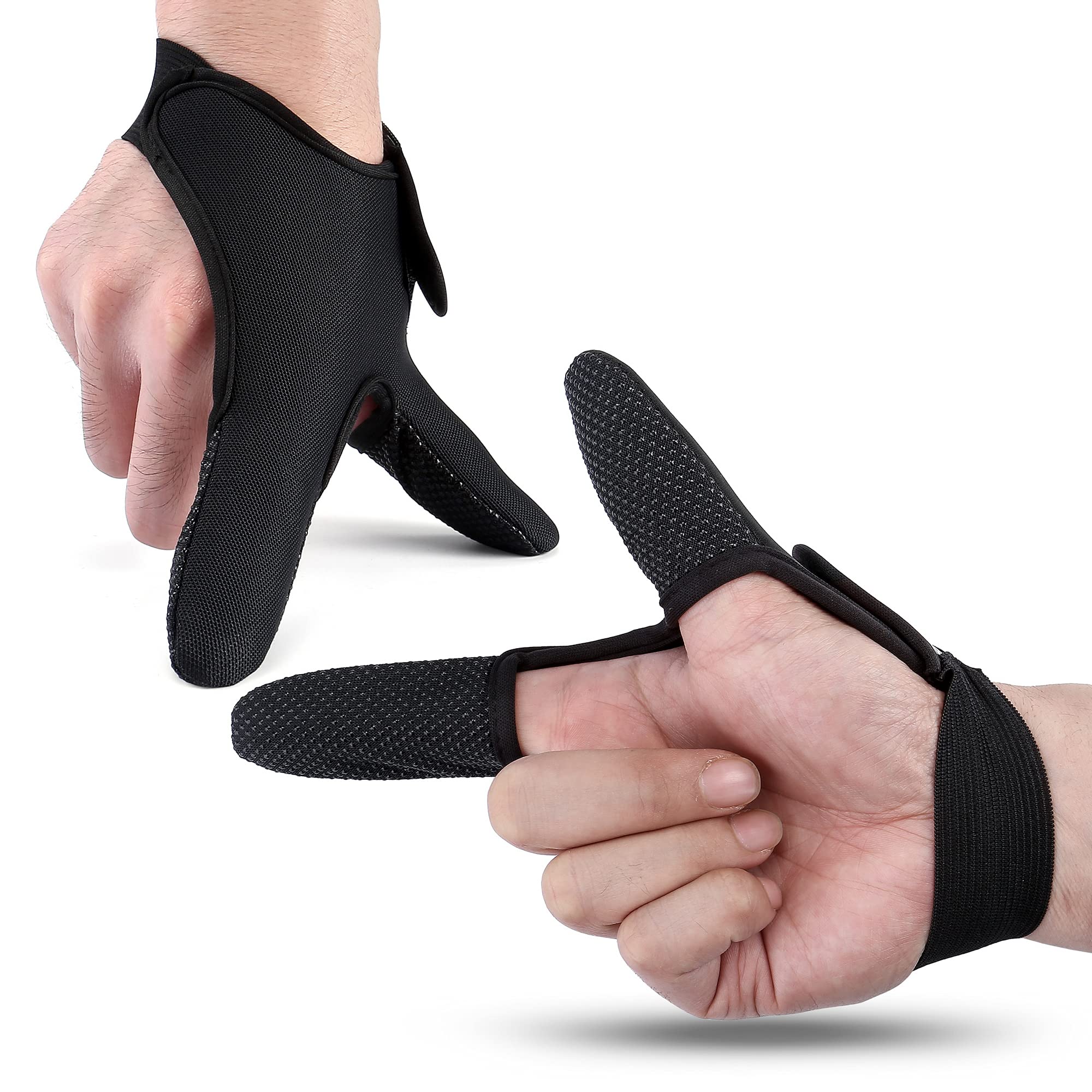 3pcs Anti-Slip Fishing Gloves - Professional Thumb & Index Finger Protector for Casting - Waterproof & Durable Grip for Saltwater & Freshwater Fishing - Ideal for Fly Fishing, Bass Fishing & Outdoor Sports
