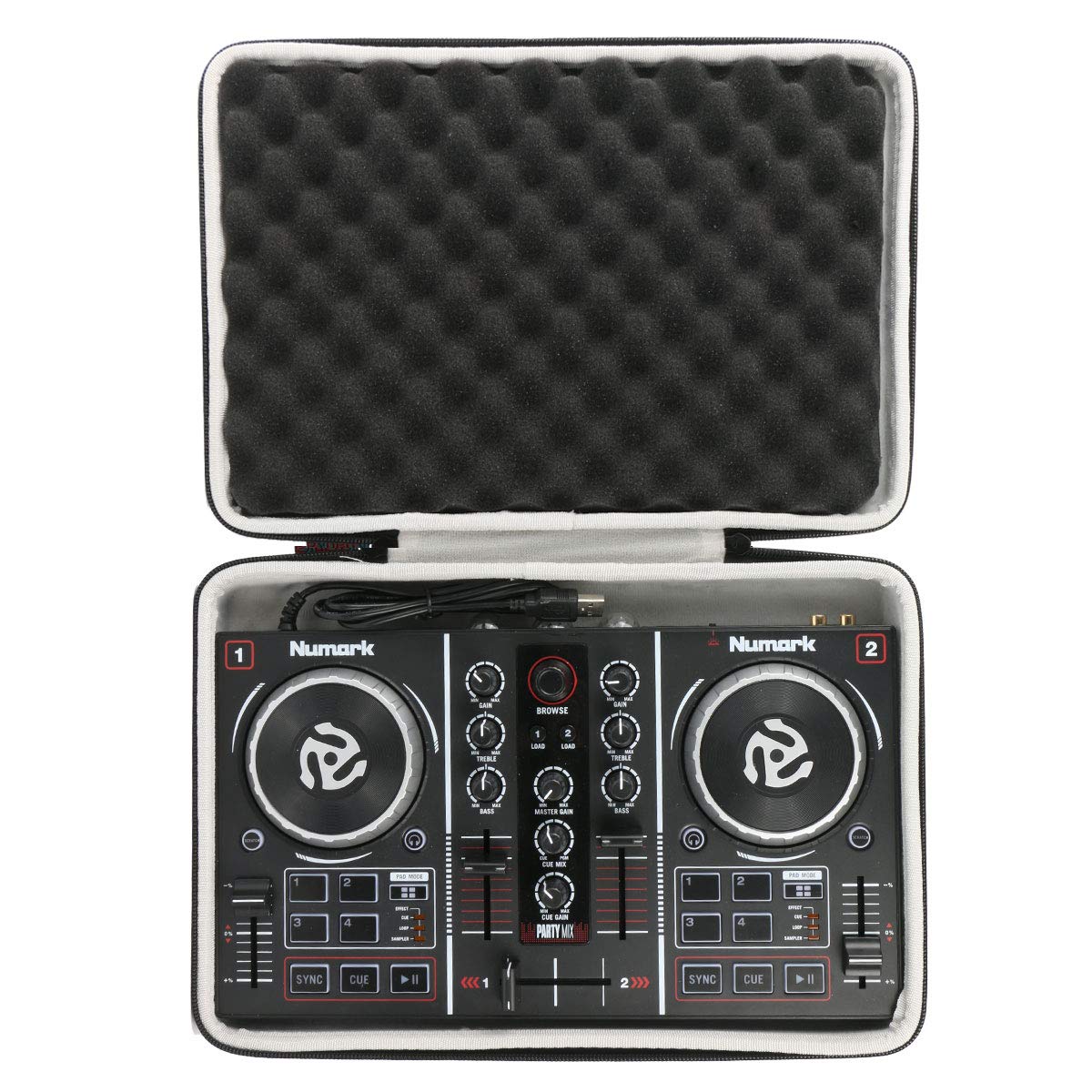 Hercules DJ 200 & Numark Party Mix Hard Travel Case - Durable Protective Storage for USB DJ Controllers - Perfect for Gigs, Tours & Mobile DJ Performances
