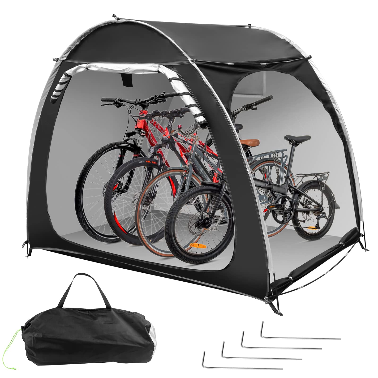 Waterproof Outdoor Bike Storage Shed Tent - Portable Bicycle Cover for 4 Bikes with Double Side Opening - Ideal for Garden, Camping, Hiking & Motorcycle Protection