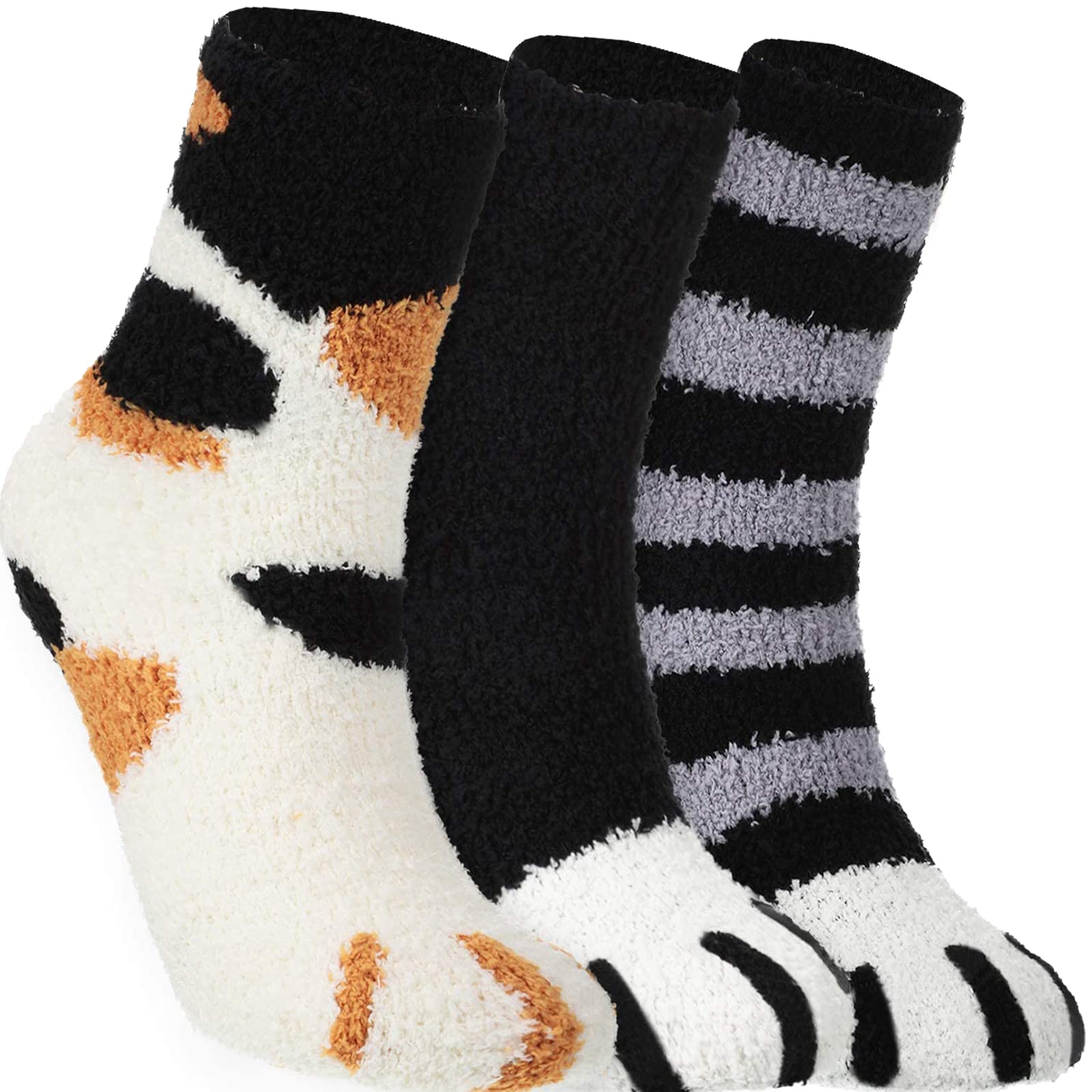 Warm Fluffy Cat Claw Slipper Socks for Women - Cozy Winter Sleep Socks with Non-Slip Grip - Perfect for Lounging at Home, Netflix Nights & Cold Weather Comfort