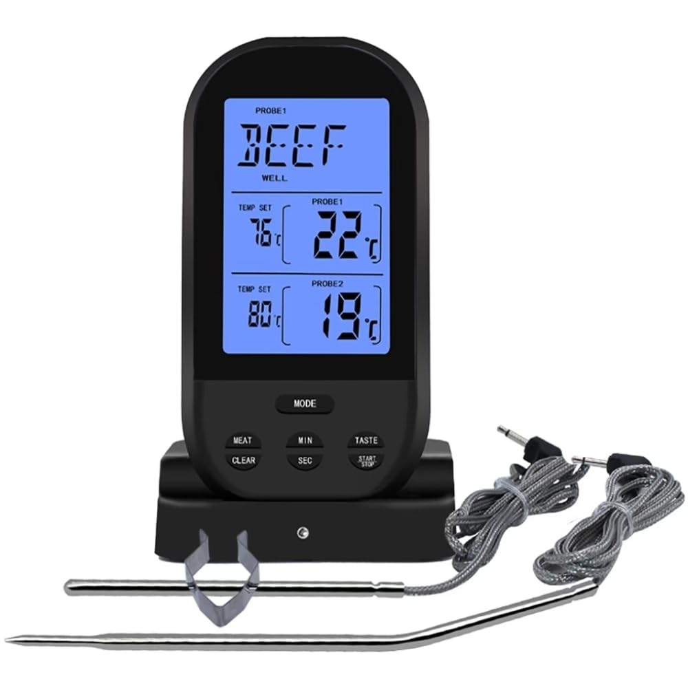 230FT Wireless Meat Thermometer with Timer, Dual Probe, LCD Backlight & Waterproof - Perfect for Grilling, Smoking, Baking & Outdoor Cooking