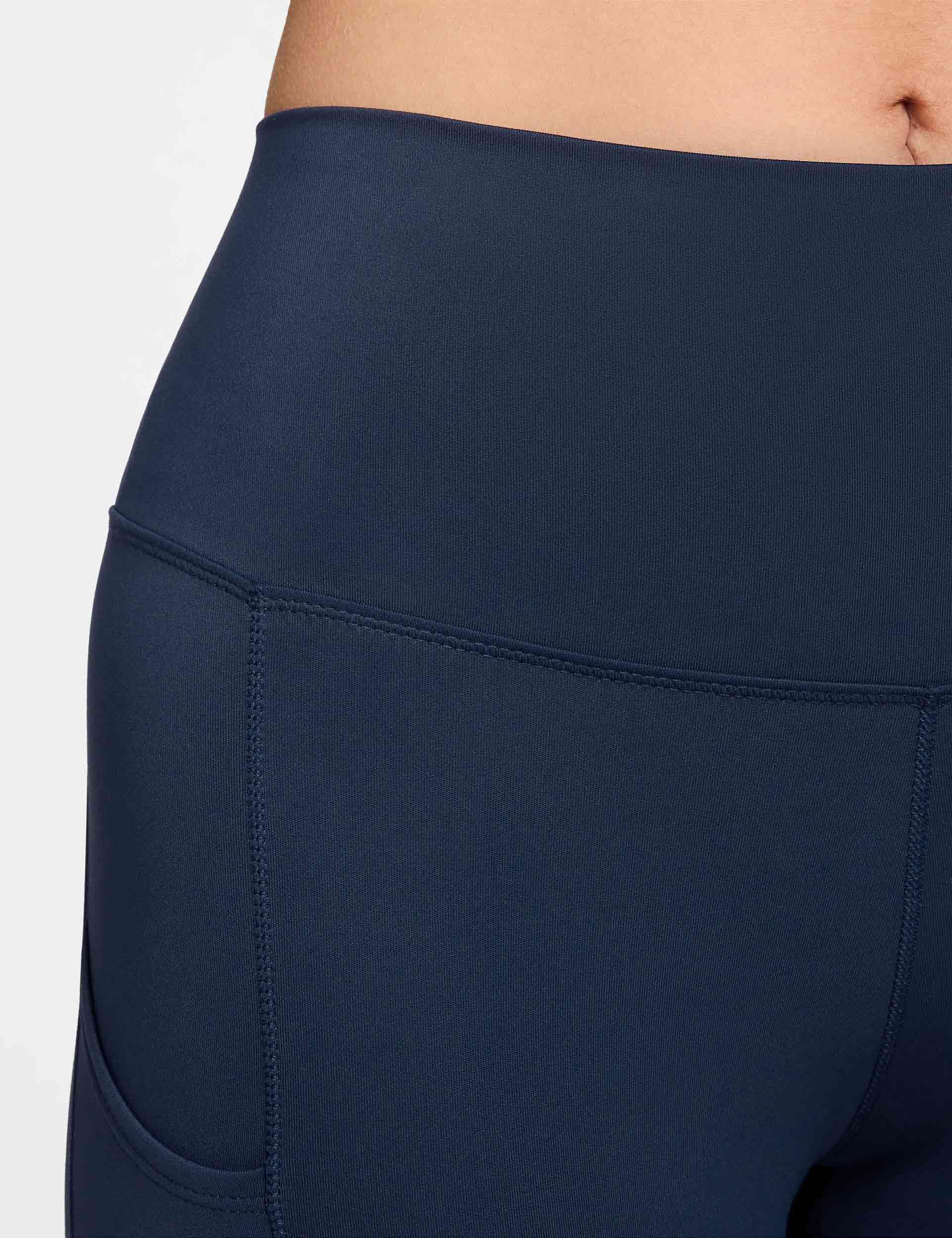 High Waisted 7/8 Pocket Leggings for Women - Obsidian Black Yoga Pants with Side Pockets - Perfect for Workouts, Running, Yoga & Everyday Wear