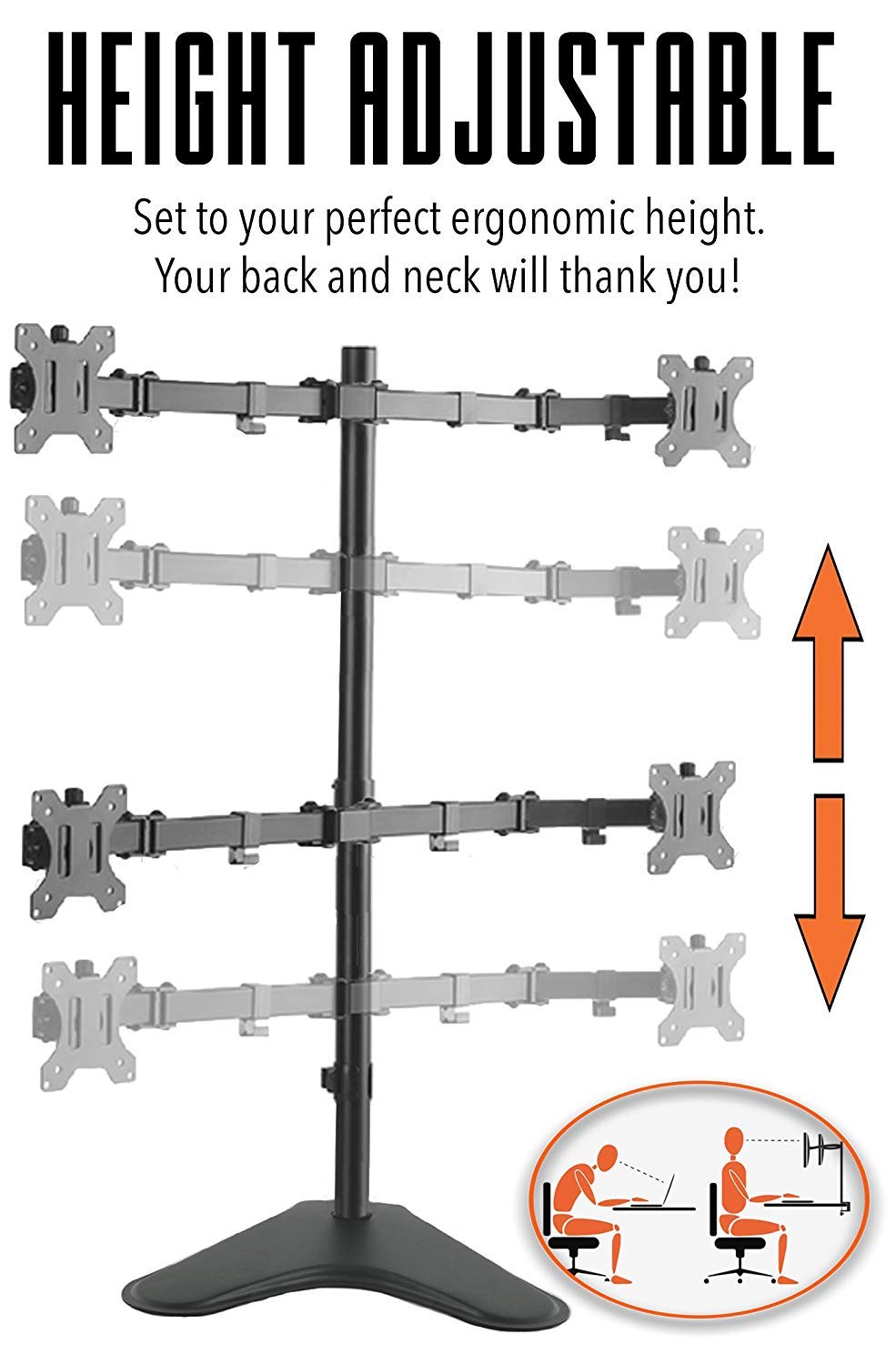 4-Monitor Stand with Adjustable Height & Stable Base - for 17-32