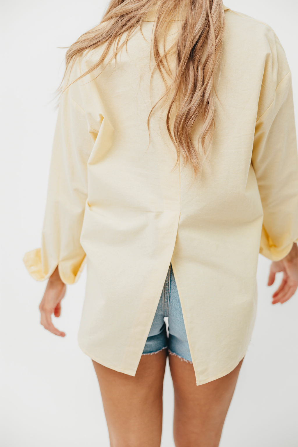 Dorinda Women's 100% Cotton Poplin Button-Up Shirt with Back Slit Detail in Butter Yellow | Casual Office Wear & Spring Summer Fashion
