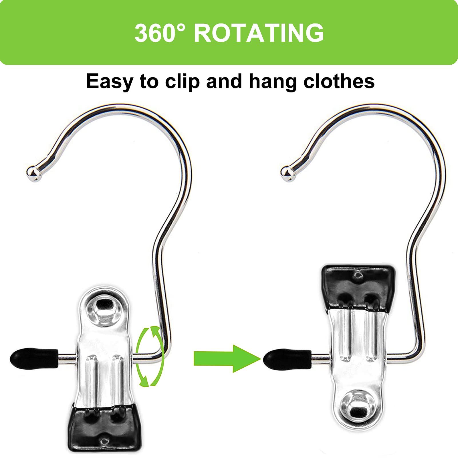 Heavy Duty Laundry Hooks & Clips - 50 Pack Multipurpose Clothes Pins for Hanging Clothes, Socks, Towels, Pants & Handbags | Closet Organizer, Travel Essentials & Home Storage Solution