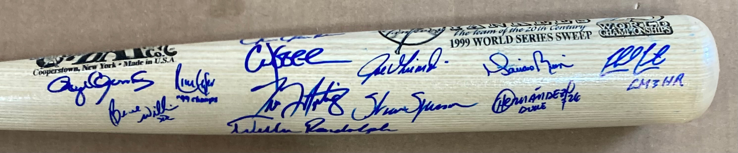1999 New York Yankees Autographed Cooperstown Bat - Derek Jeter, Mariano Rivera & More - BAS AC22625 - Perfect for Baseball Collectors & Yankees Fans Display