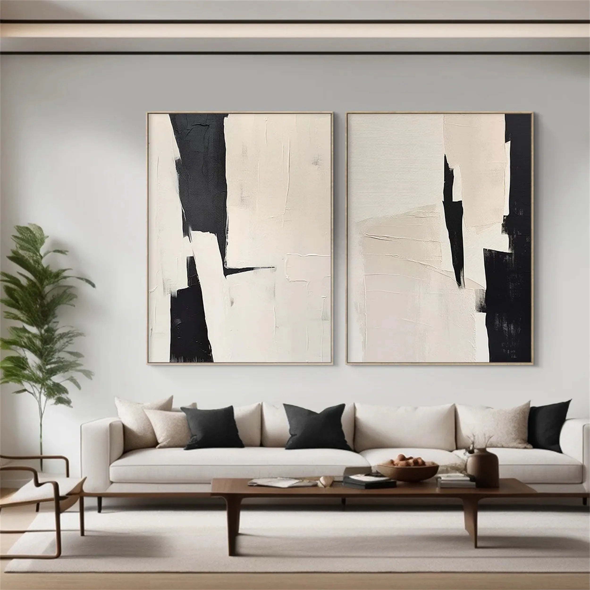 Abstract Tranquility Set of 2 Wall Art Paintings - Modern Minimalist Canvas Prints for Living Room, Bedroom & Office Decor #WS128