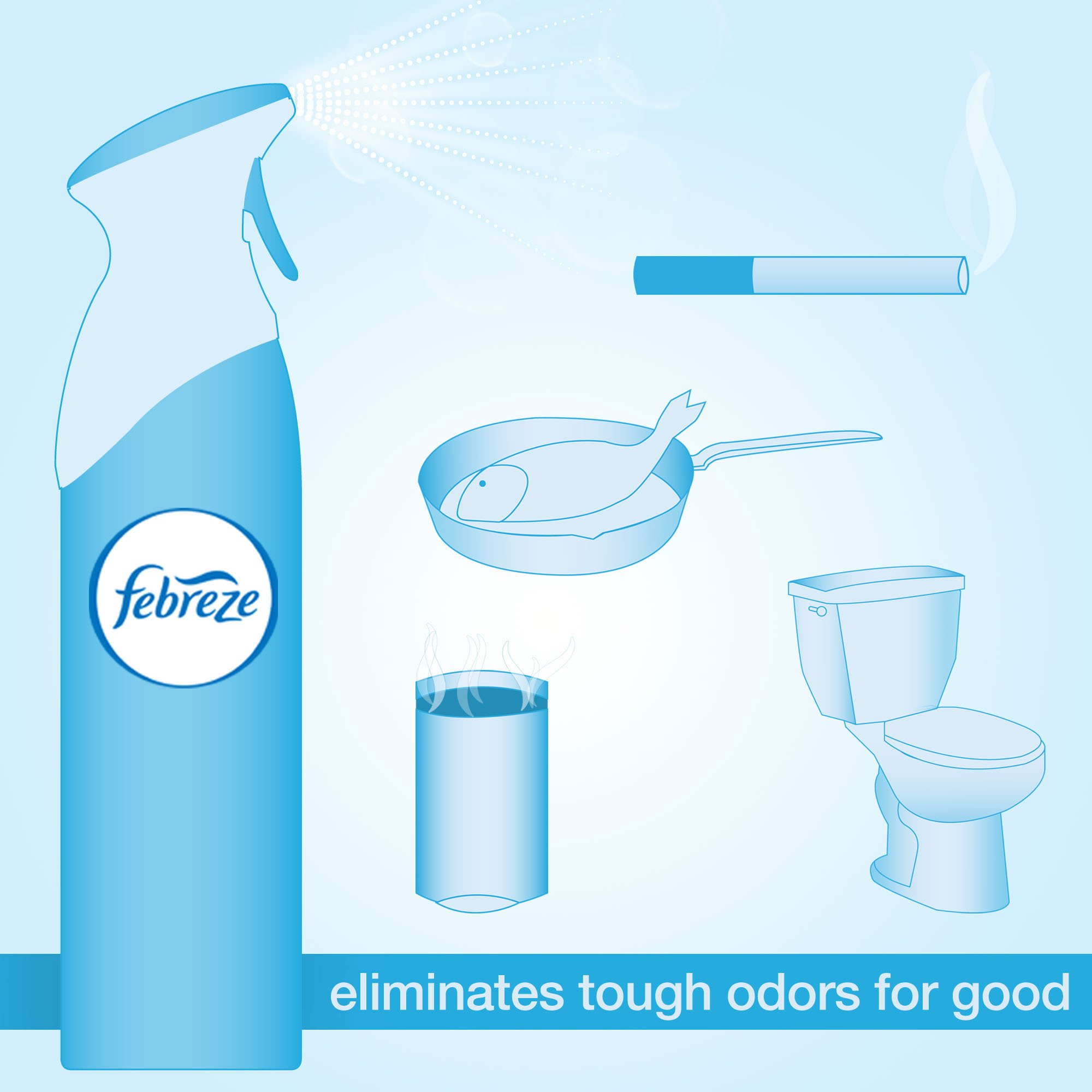 Febreze Air Freshener Spray, Gain Original Scent - 6 Pack (2 Count x 9.7 Oz Each) - Eliminate Odors in Home, Car, Office & Bathroom - Long-Lasting Freshness for Everyday Use
