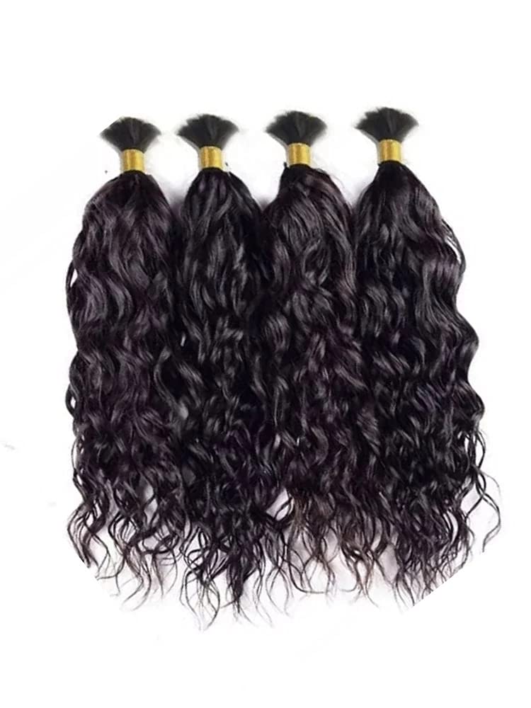 Brazilian Wet and Wavy Human Hair Bundles 18 Inch - Bulk No Weft Braiding Hair Extensions for Women (1 Piece/Lot, Black) | Perfect for Protective Styles, Weaves & Natural Looking Hairstyles