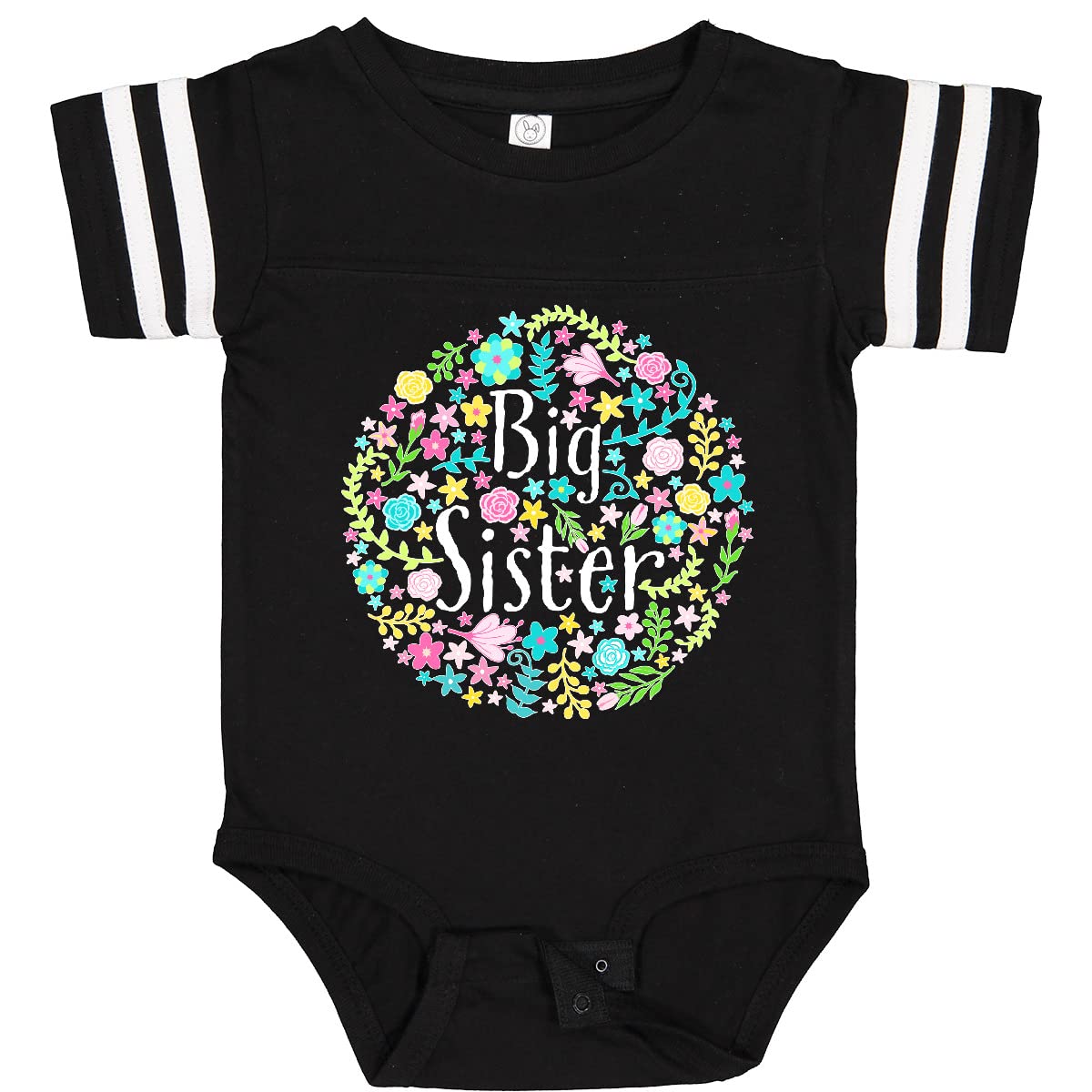 Inktastic Big Sister with Flower Circle Baby Bodysuit - Cute Cotton Onesie for Toddlers & Newborns - Perfect for Sibling Announcements, Baby Showers & Family Photos