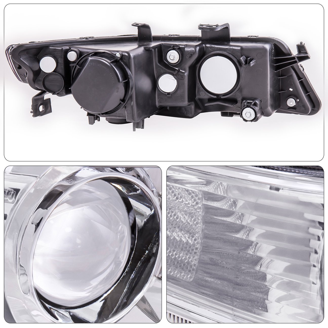 AJP Distributors Acura TSX CL9 Projector Headlights Upgrade Kit - Chrome Housing, Clear Lens & Reflector - Compatible with 2004-2008 Models (04 05 06 07 08) - Perfect for Night Driving & Car Customization