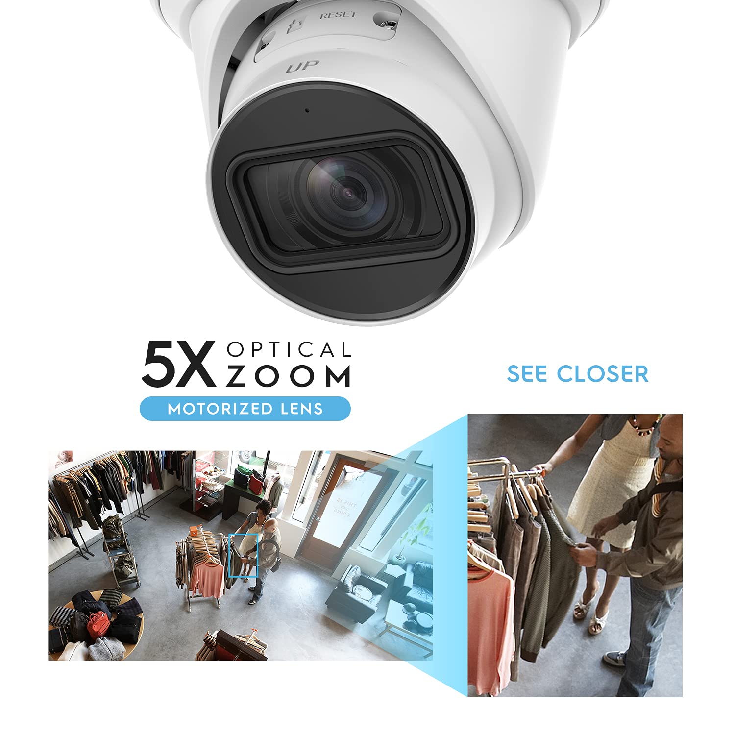 Amcrest 4K Ultra HD 8MP Outdoor AI IP POE Security Camera with 5X Optical Zoom, Varifocal Lens (2.7mm-13.5mm), Face/Human/Vehicle Detection, IP67 Weatherproof - Ideal for Home Security, Business Surveillance & Property Monitoring (Model IP8M-VT2879EW-AI)