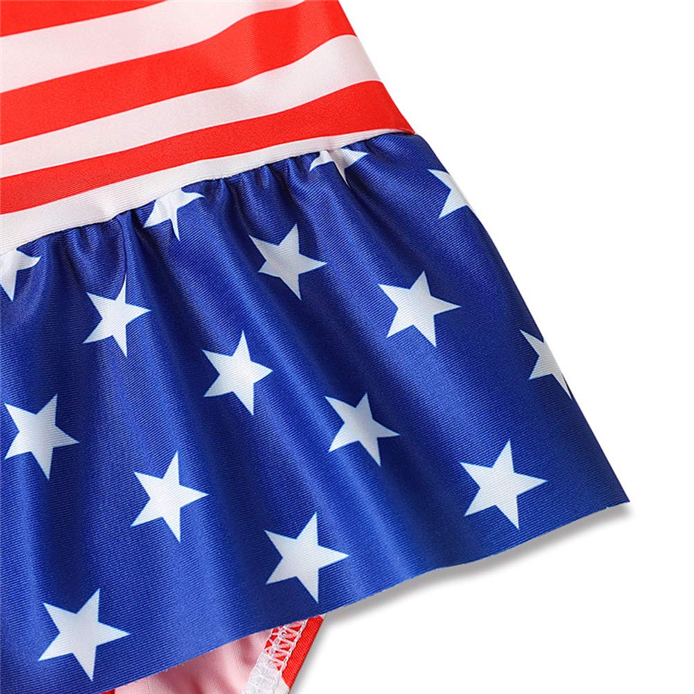 TrendyCoCo Baby Girl USA Flag One-Piece Swimsuit with UPF 50+ Sun Protection - Cute Toddler Swimwear for Beach, Pool & Summer Water Activities