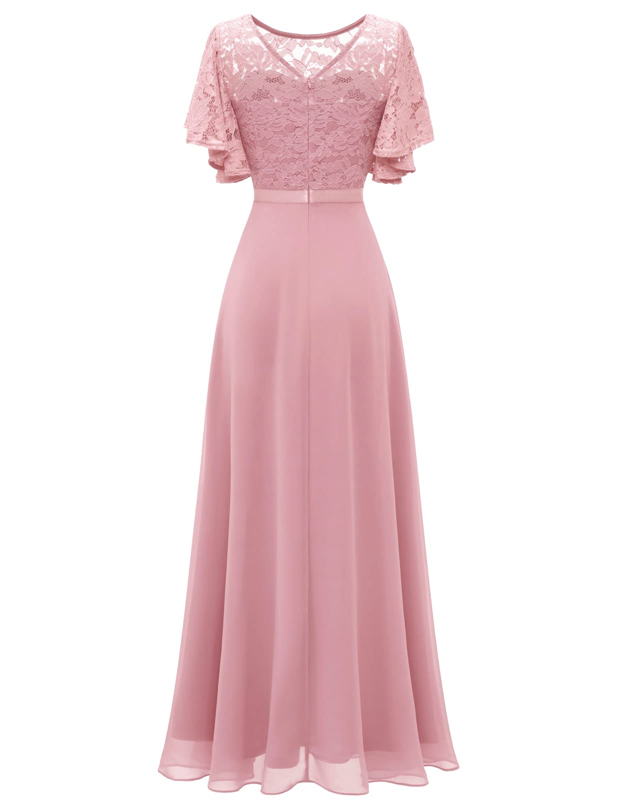Elegant Lace Wedding Guest Dress with V-Back & Empire Waist - Formal Bridesmaid, Prom & Evening Gown for Special Occasions 2025 | Perfect for Weddings, Galas & Black Tie Events