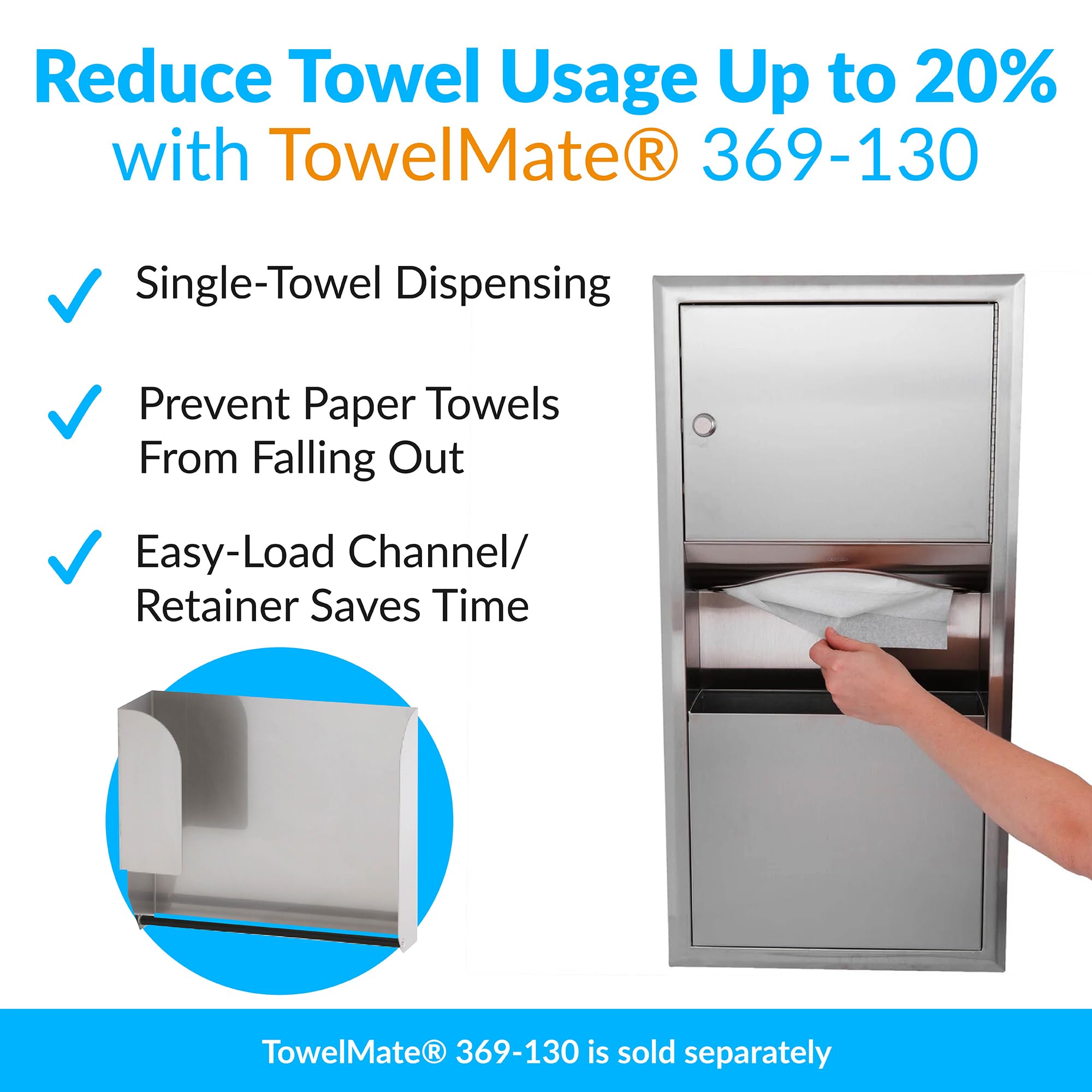 BOBRICK 369 Classic Series Stainless Steel Recessed Paper Towel Holder with 2-Gallon Trash Bin - 28