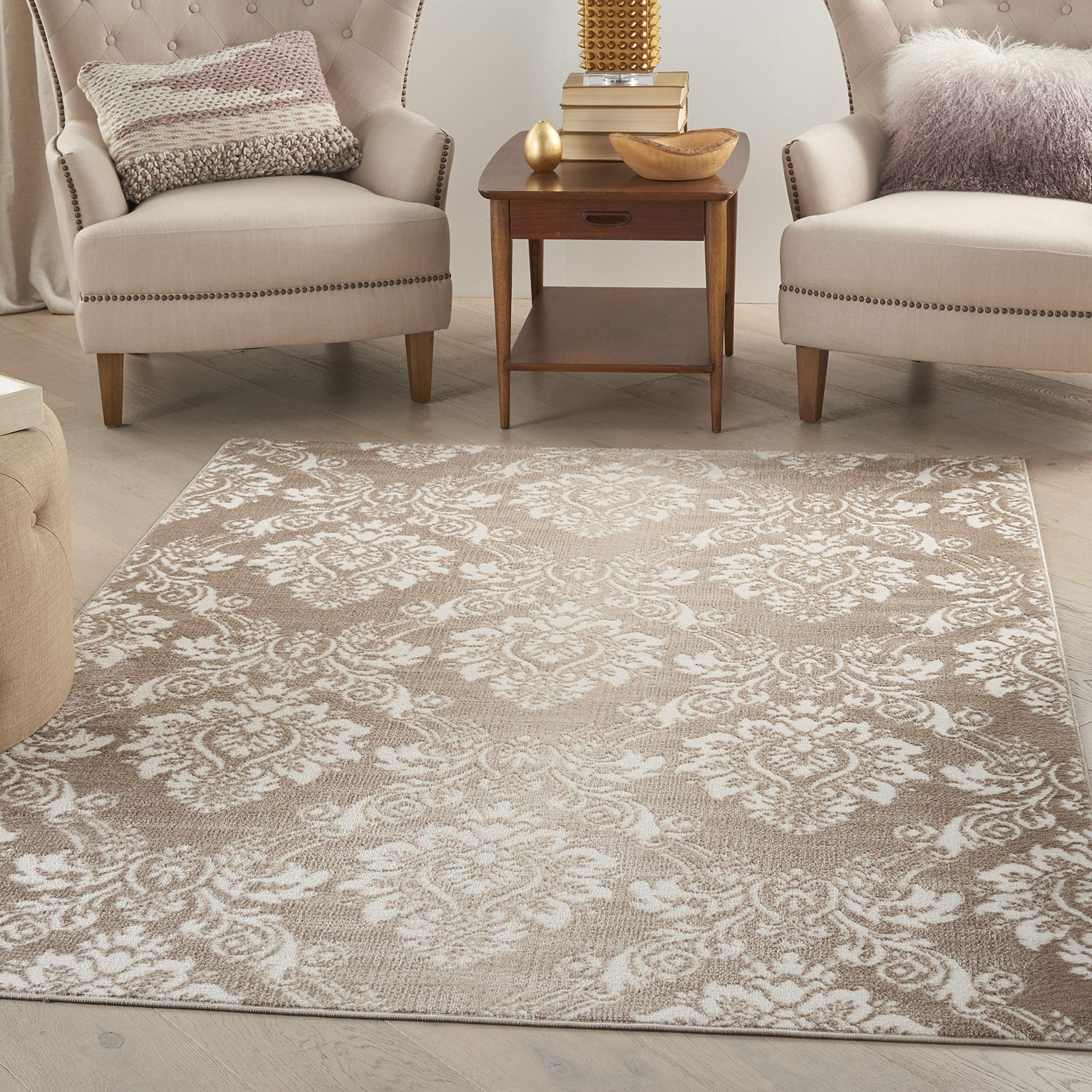 Nourison Elation Floral Ivory Mocha 5'3