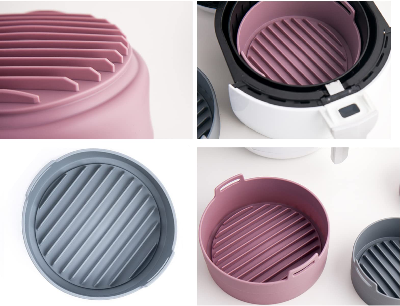 Premium 3-5QT Air Fryer Silicone Pot & Basket Set - Food Safe, Non-Toxic Oven Accessories - Easy Clean Replacement for Parchment Liners (7.5