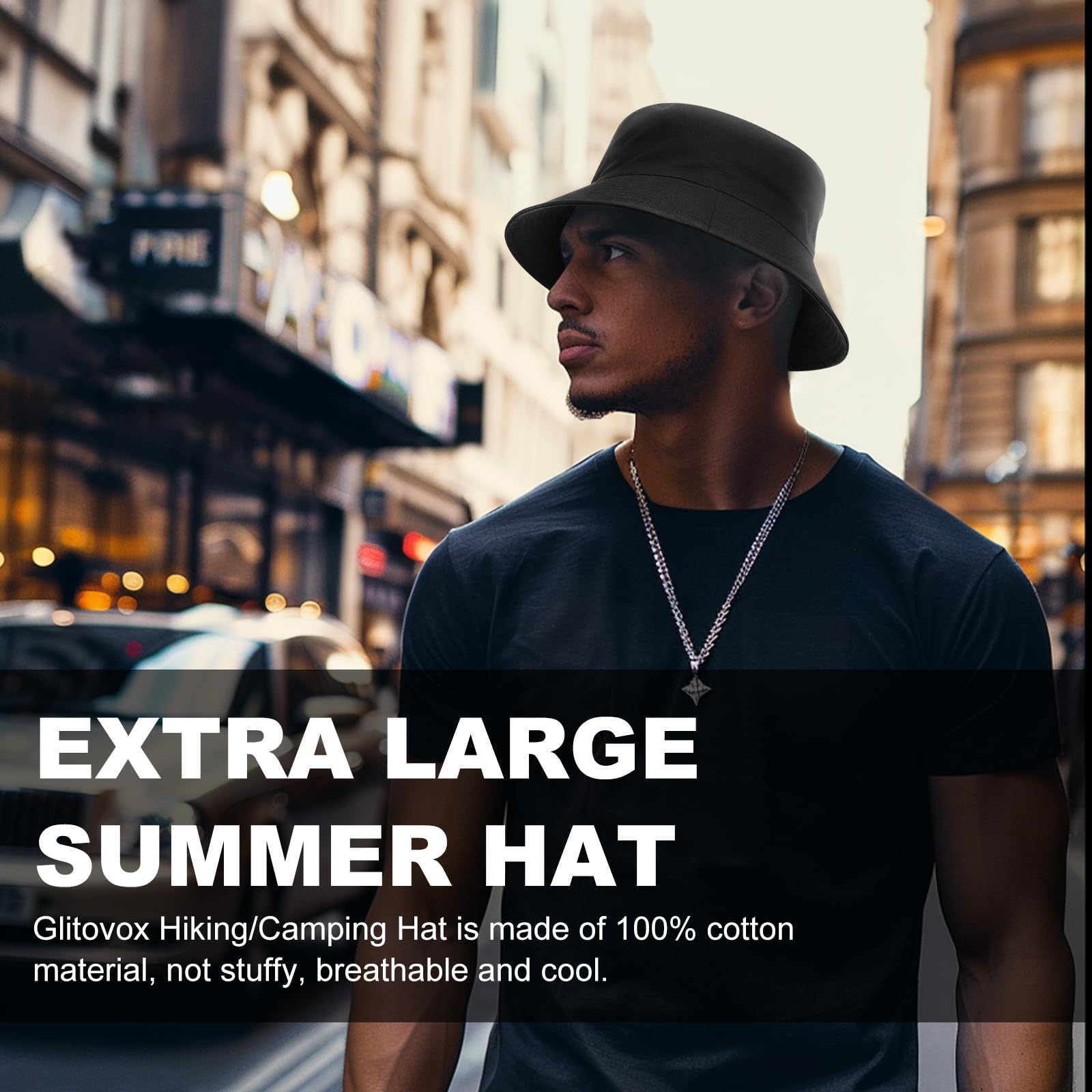 XXL Bucket Hat for Women & Men - Oversized Reversible Cotton Fisherman Hat - Double Sided Summer Sun Hat for Beach, Outdoor & Travel Protection